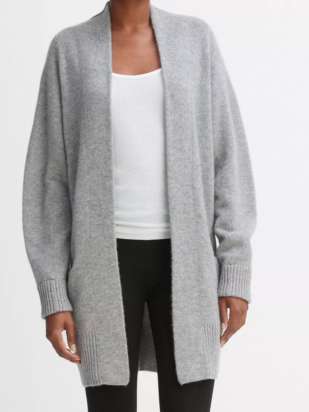 Vince Cashmere Open-Front Cardigan - Medium Heather Grey - M
